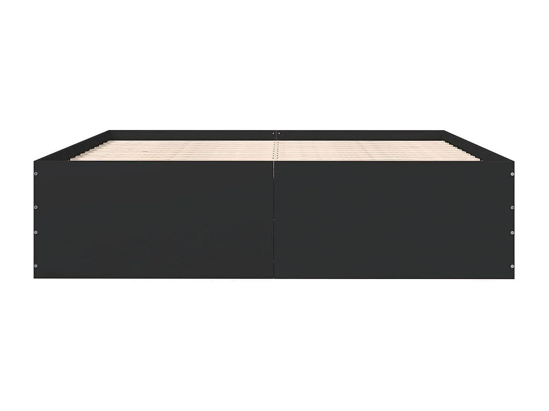 Bedframe massief hout zwart 200x200 cm BE946253