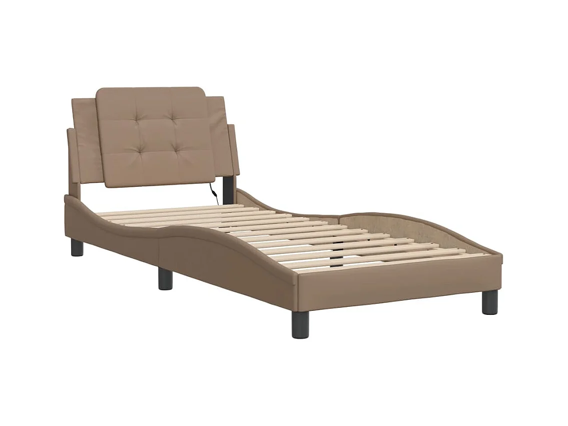 Lit simple avec lumières LED cappuccino 80x200 cm similicuir FR14339