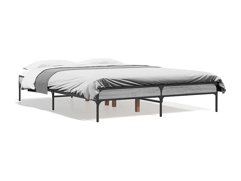 Cama 120x190 cm - madera ingeniería metal gris Sonoma ES124016