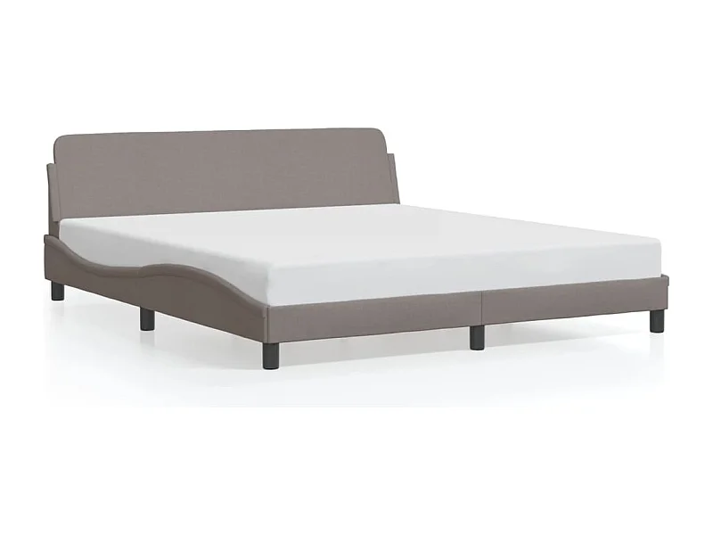 Cama matrimonial- 180x200 cm con cabecero de tela gris taupe ES416980