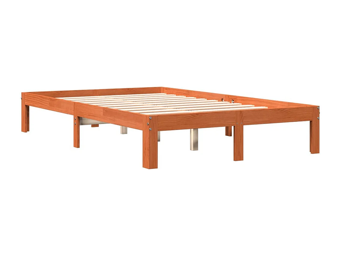 Bedframe zonder matras massief grenenhout wasbruin 140x200 cm BE532079