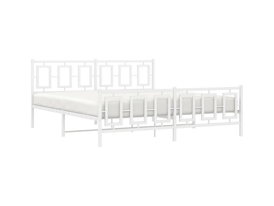 Cama com cabeceira e pés 183x213 cm metal branco PT893346