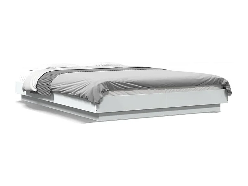 Lit double avec lumières LED blanc 120x200 cm bois ingénierie FR77297