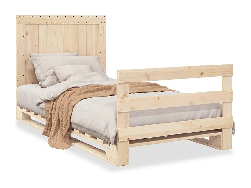 Lit simple et tête de lit 100x200 cm bois de pin massif FR38494