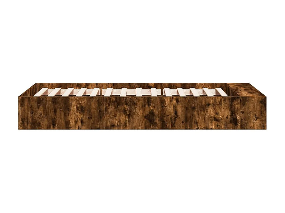 Lit simple chêne fumé 90x200 cm bois d'ingénierie FR11057