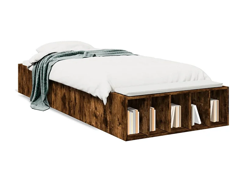 Cama 90x200 cm derivados de madeira carvalho fumado PT238300