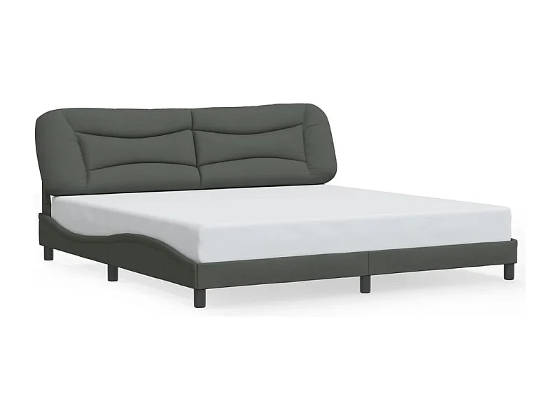 Cama com cabeceira 200x200 cm tecido cinzento-escuro PT947299