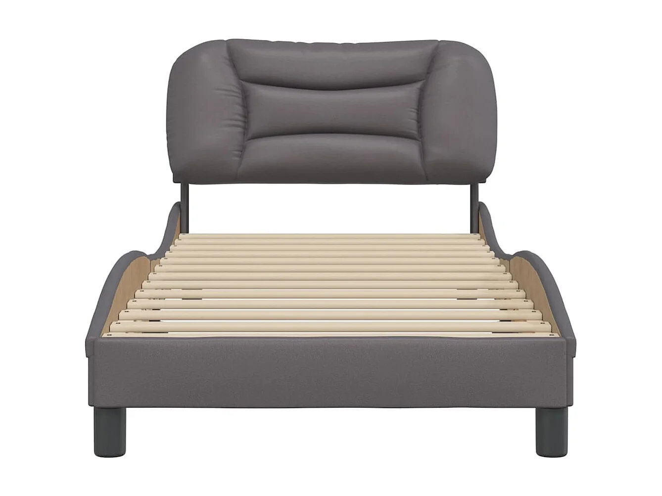 Bedframe met hoofdbord kunstleer grijs 80x200 cm BE136052