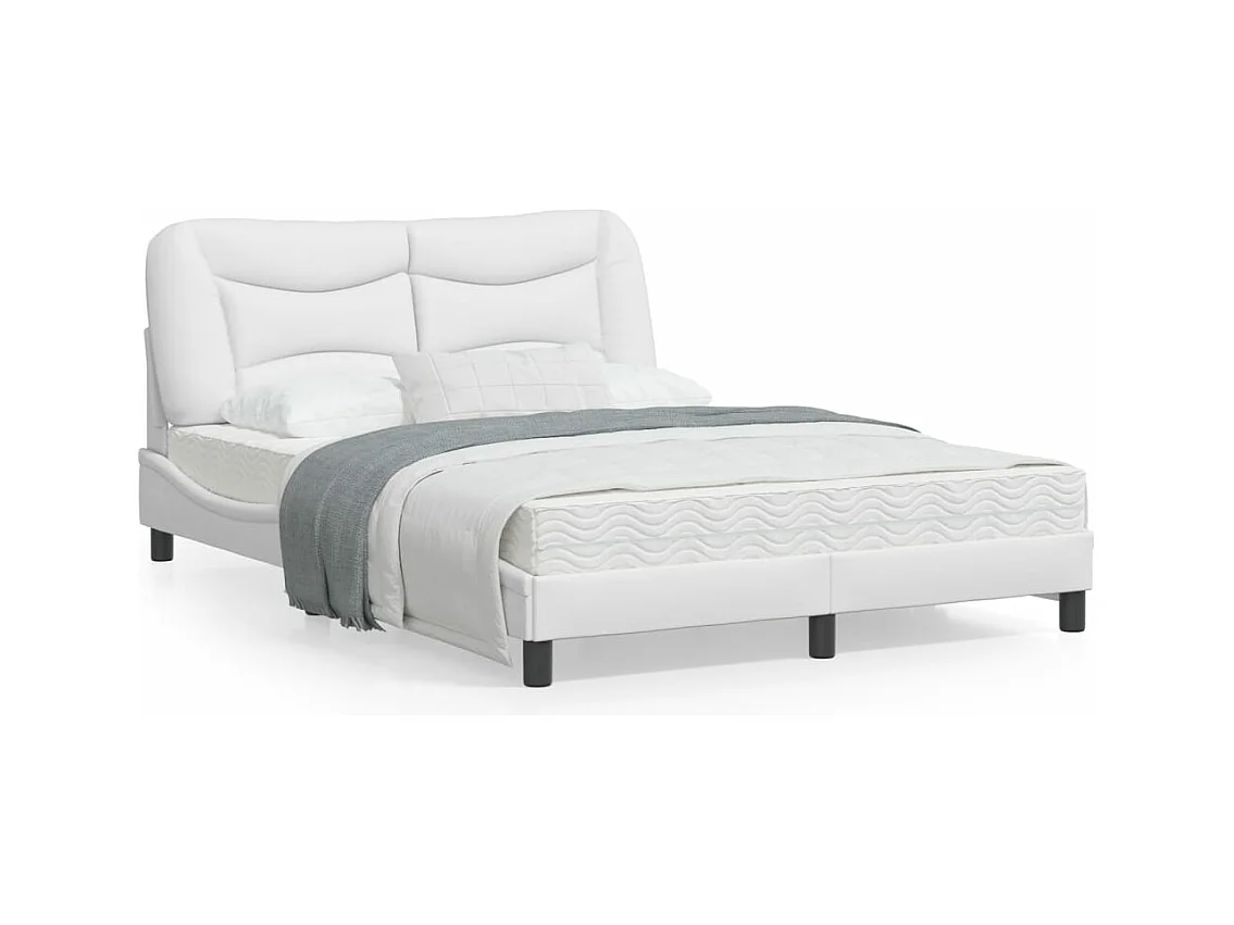 Lit double avec lumières LED blanc 140x190 cm similicuir FR32133
