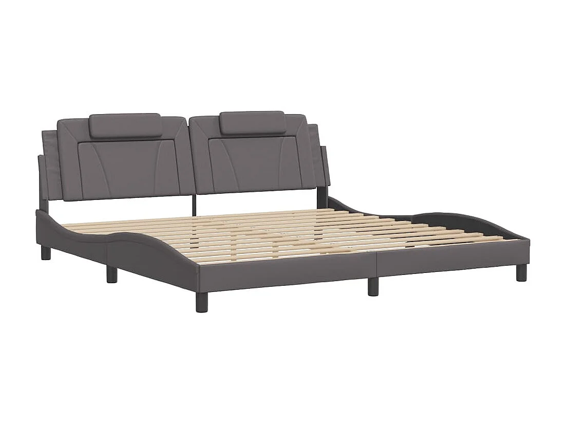 Cama matrimonial- 200x200 cm con cabecero cuero sintético gris ES732828