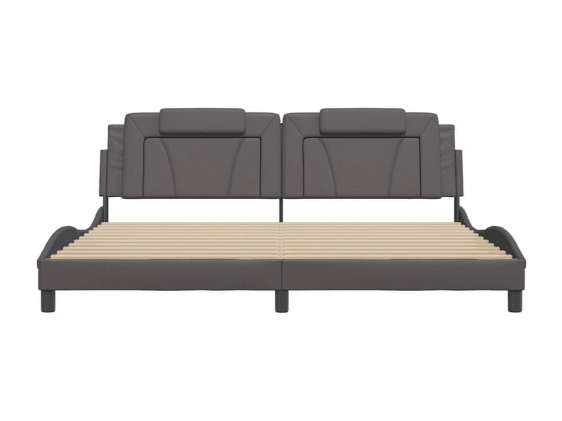 Cama matrimonial- 200x200 cm con cabecero cuero sintético gris ES732828