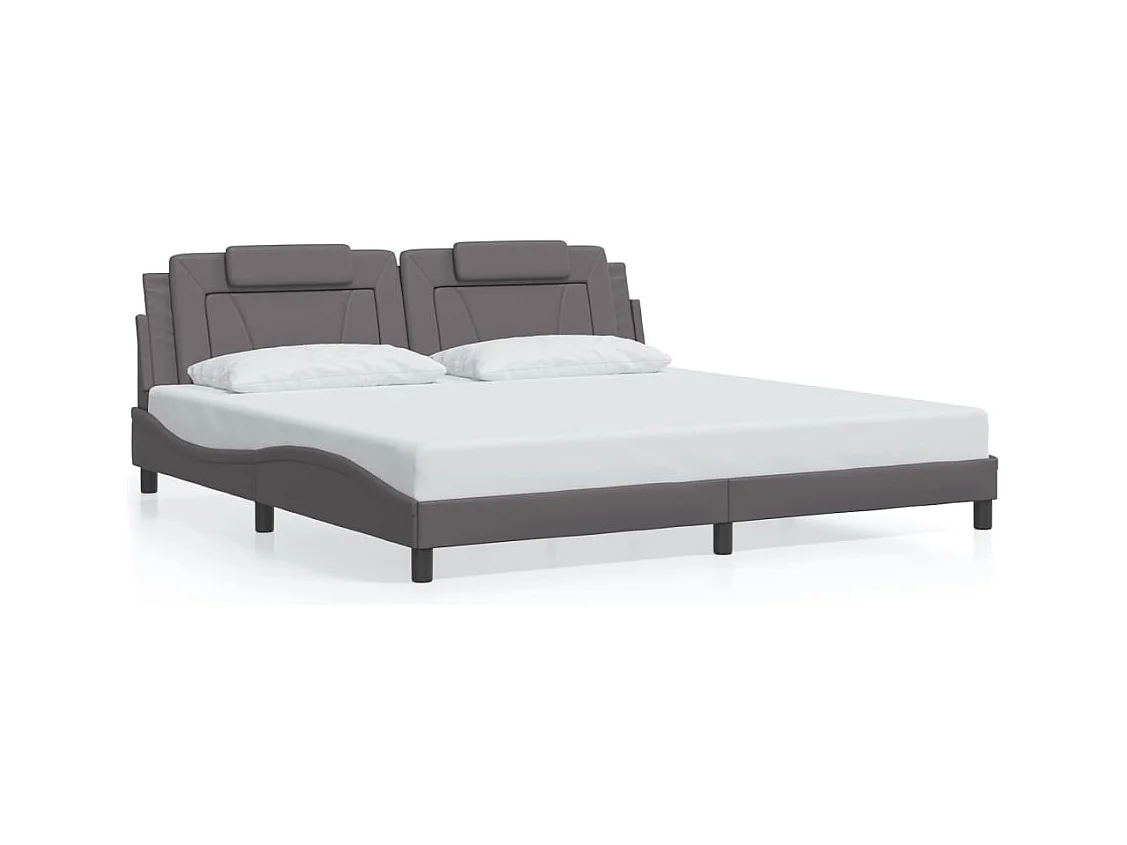 Lit double + tête de lit Gris 200x200 cm Similicuir FR13599