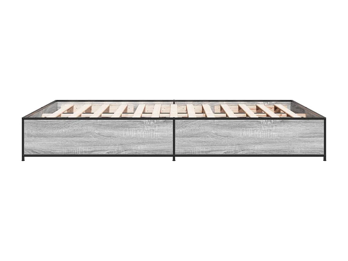 Lit double sonoma gris 120x190 cm bois d'ingénierie et métal FR78154