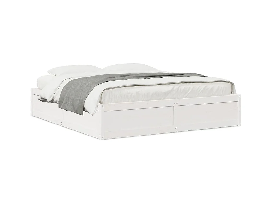 Lit double blanc 200x200 cm bois de pin massif FR40231