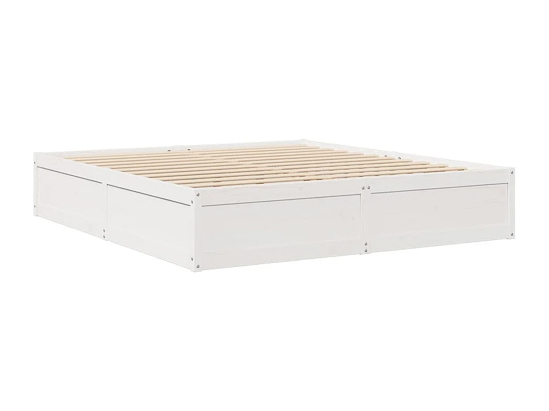 Lit double blanc 200x200 cm bois de pin massif FR40231