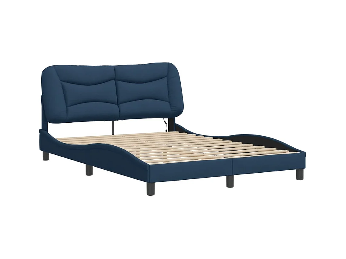 Lit double avec lumières LED bleu 140x190 cm tissu FR65034