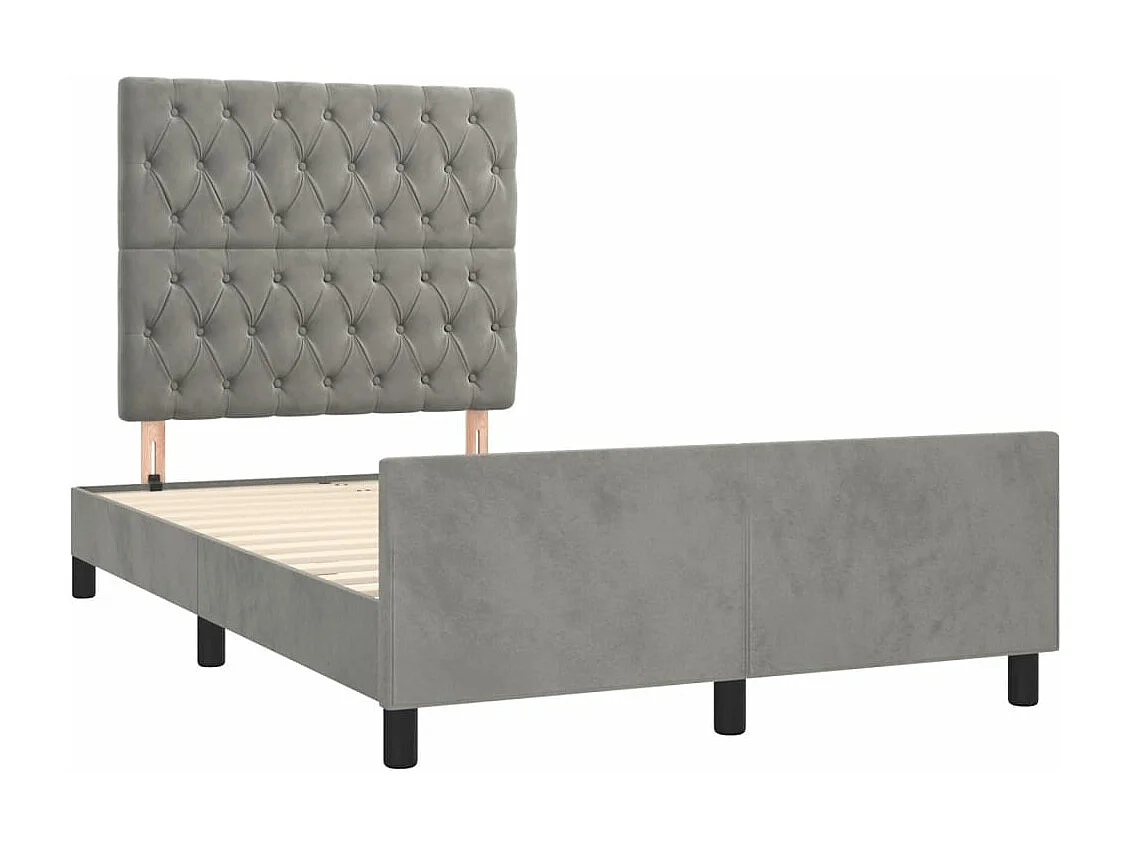 Cama c/ cabeceira 120x190 cm veludo cinza-claro PT593061