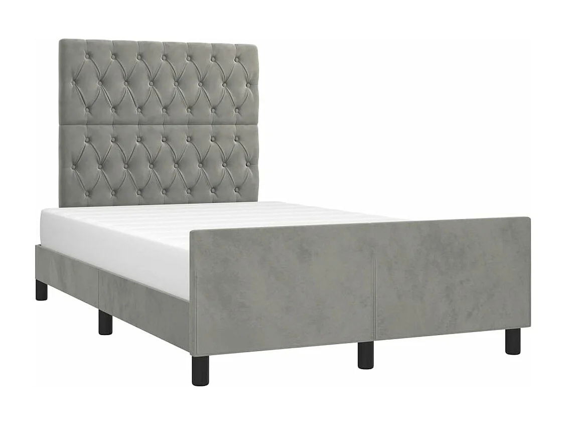 Cama c/ cabeceira 120x190 cm veludo cinza-claro PT593061