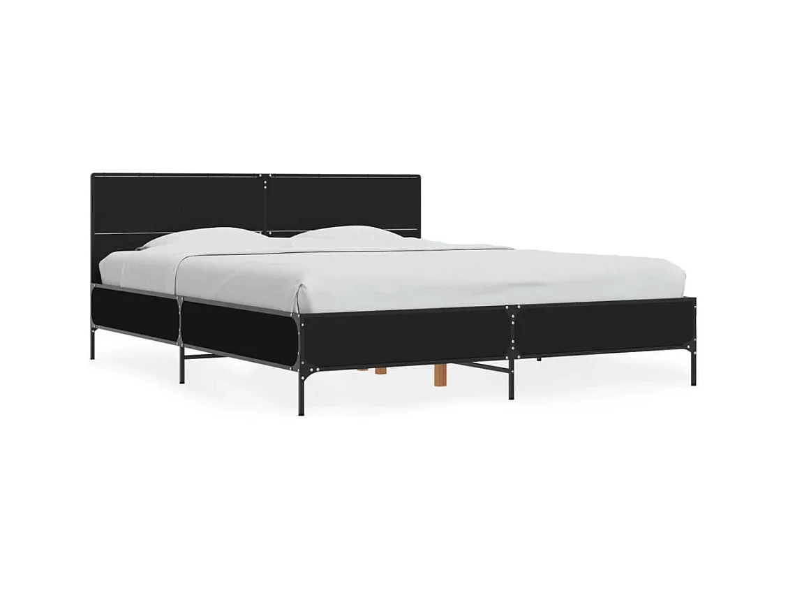 Cama matrimonial- 150x200cm madera de ingeniería y metal negro ES206414