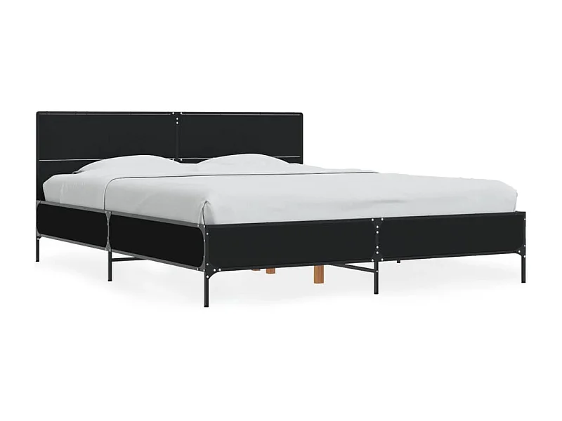 Bedframe bewerkt hout metaal zwart 150x200 cm BE677774