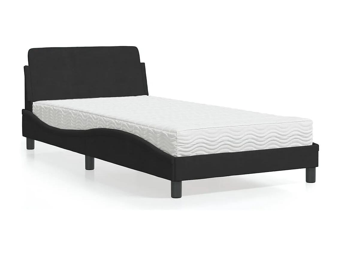 Bed met matras fluweel zwart 100x200 cm BE414049