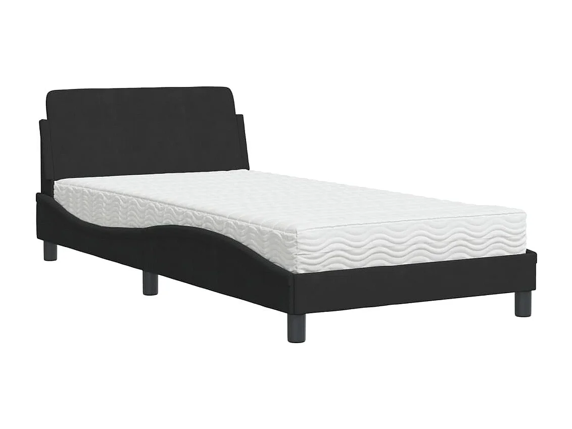 Bed met matras fluweel zwart 100x200 cm BE414049