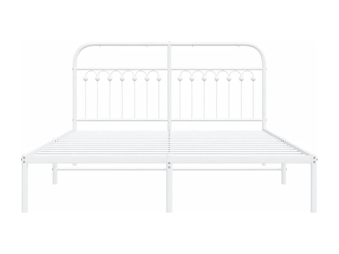 Lit double métal + tête de lit blanc 150x200 cm FR49426