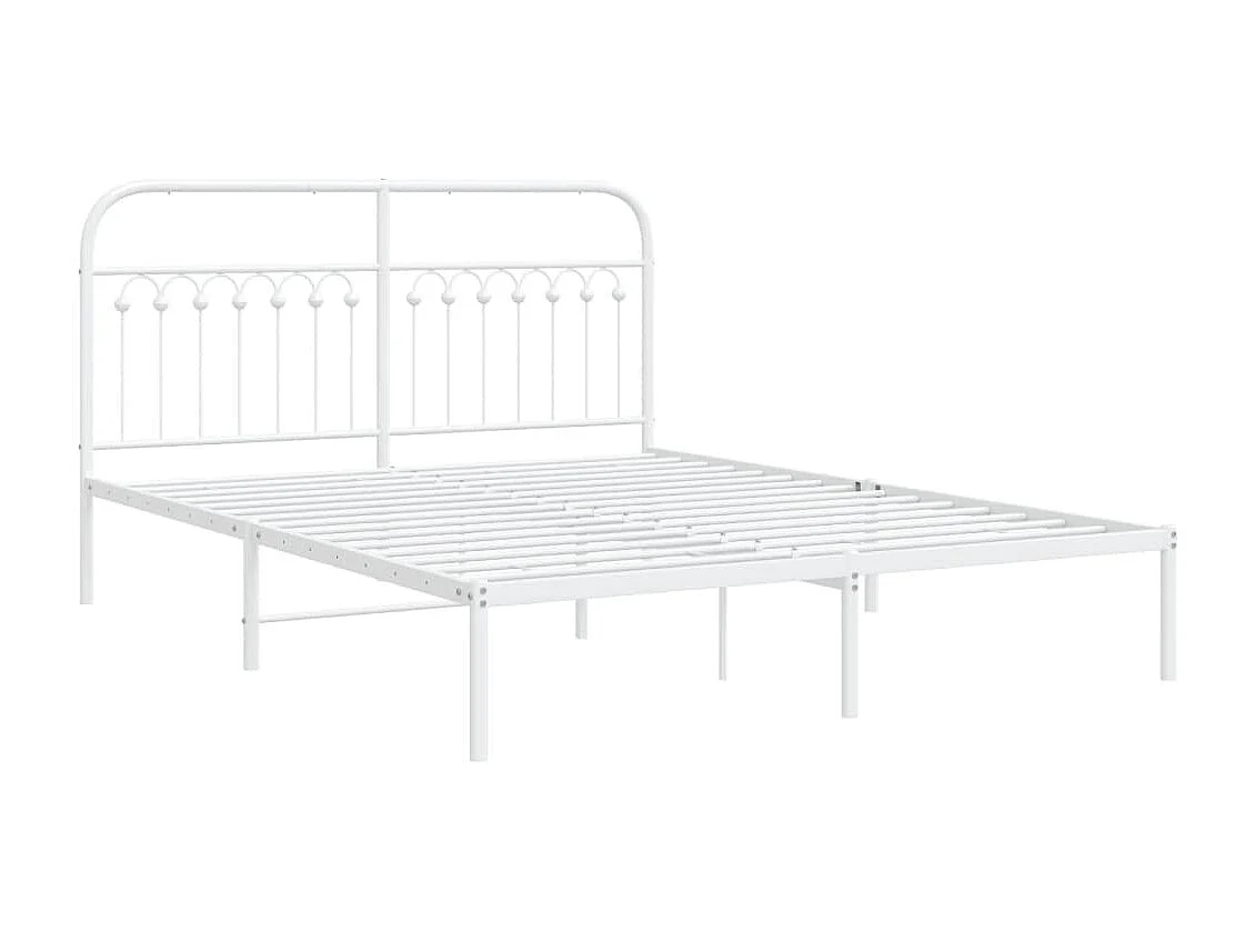 Lit double métal + tête de lit blanc 150x200 cm FR49426