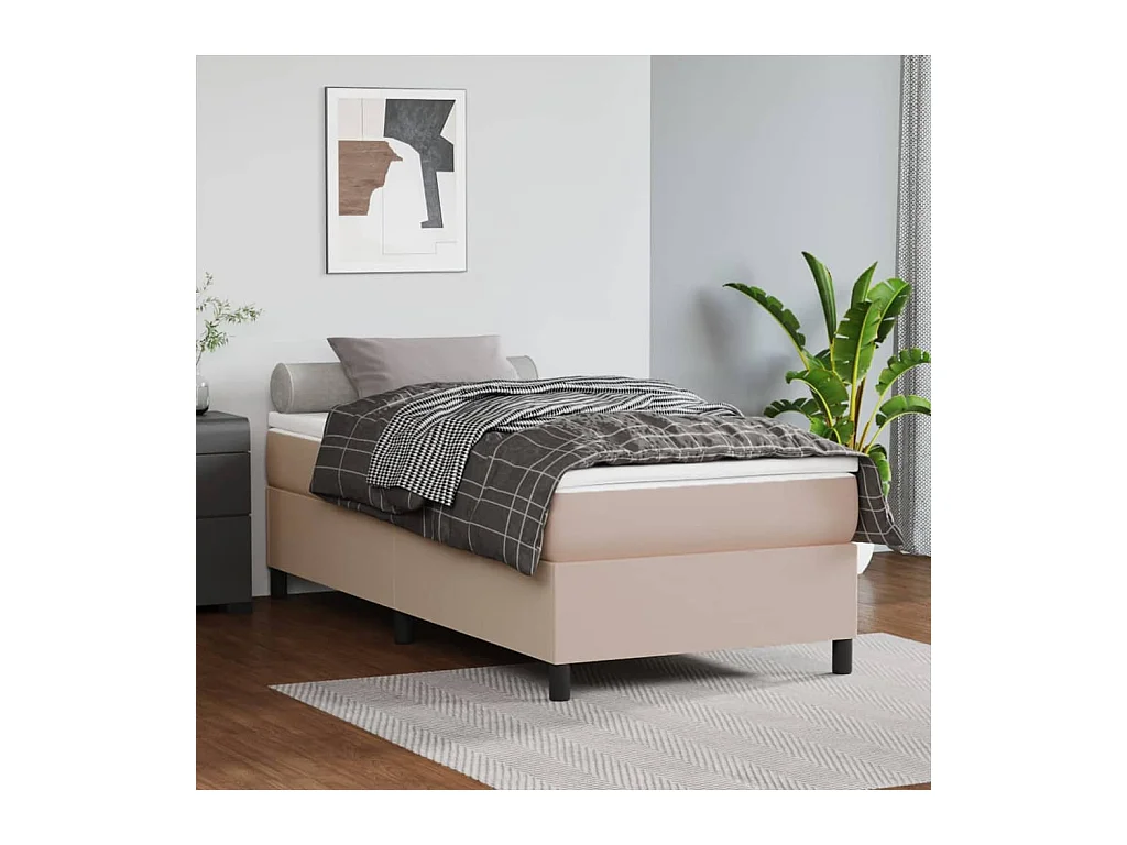 Cama 100x200 cm couro artificial cappuccino PT307316