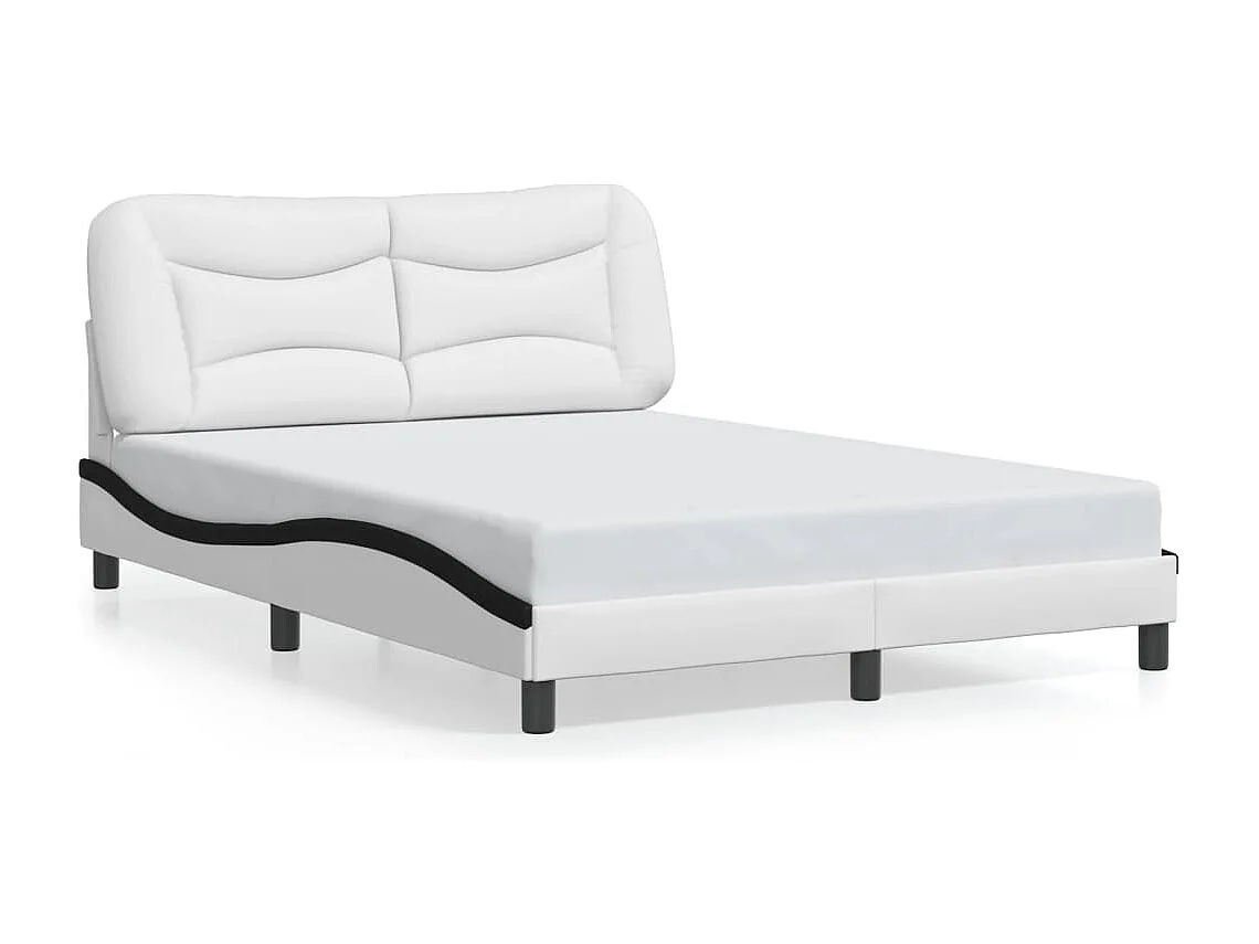 Cama 140x200 cm - con LED cuero sintético blanco negro ES117794