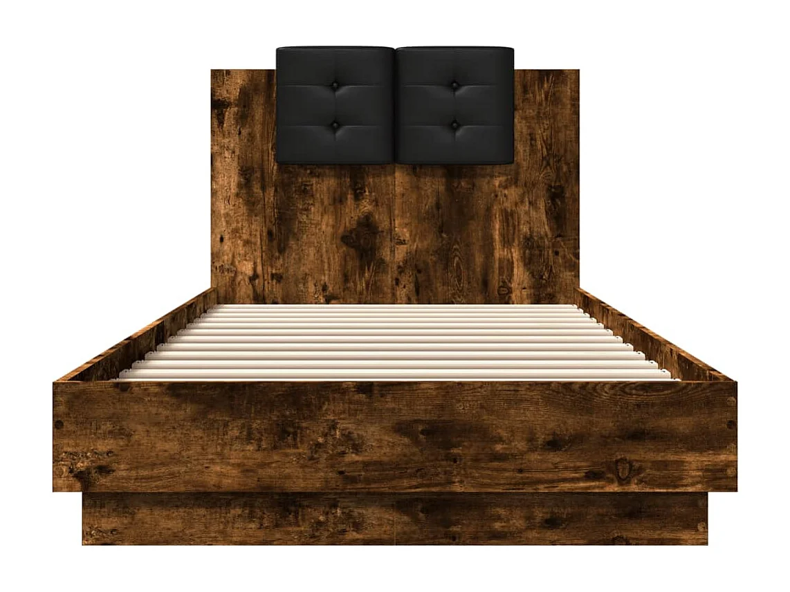 Cama 100x200 cm con cabecero madera de ingeniería roble ahumado ES823254