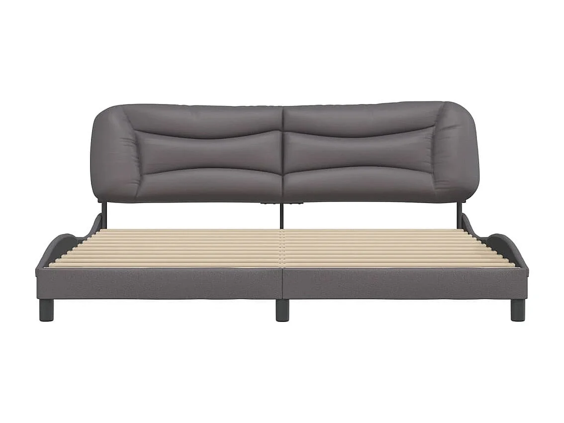 Cama matrimonial- 200x200 cm con cabecero cuero sintético gris ES937777