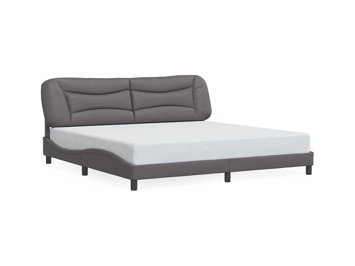 Lit double + tête de lit Gris 200x200 cm Similicuir FR31784