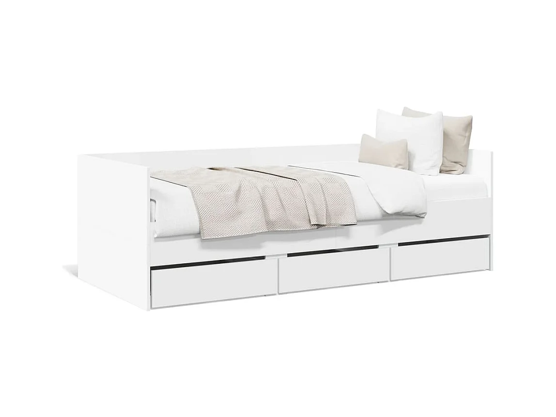 Lit de jour avec tiroirs blanc 100x200 cm bois d'ingénierie FR88206