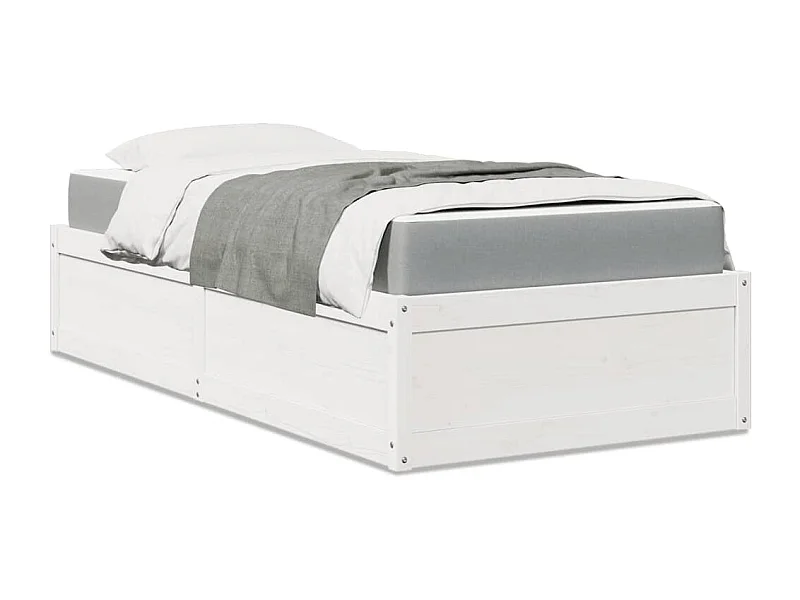 Cama com colchão 100x200 cm madeira de pinho maciça branco PT304380