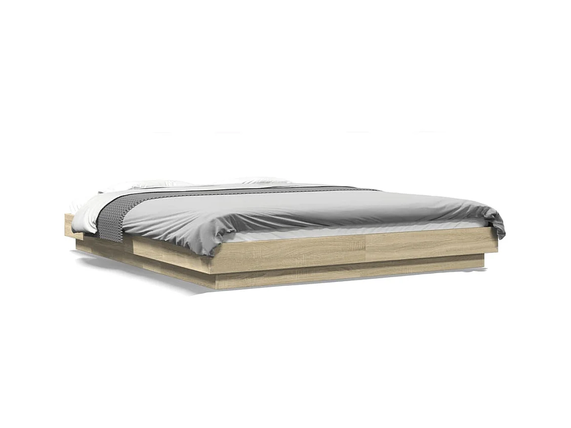 Lit double avec lumières LED chêne sonoma 150x200 cm FR83319