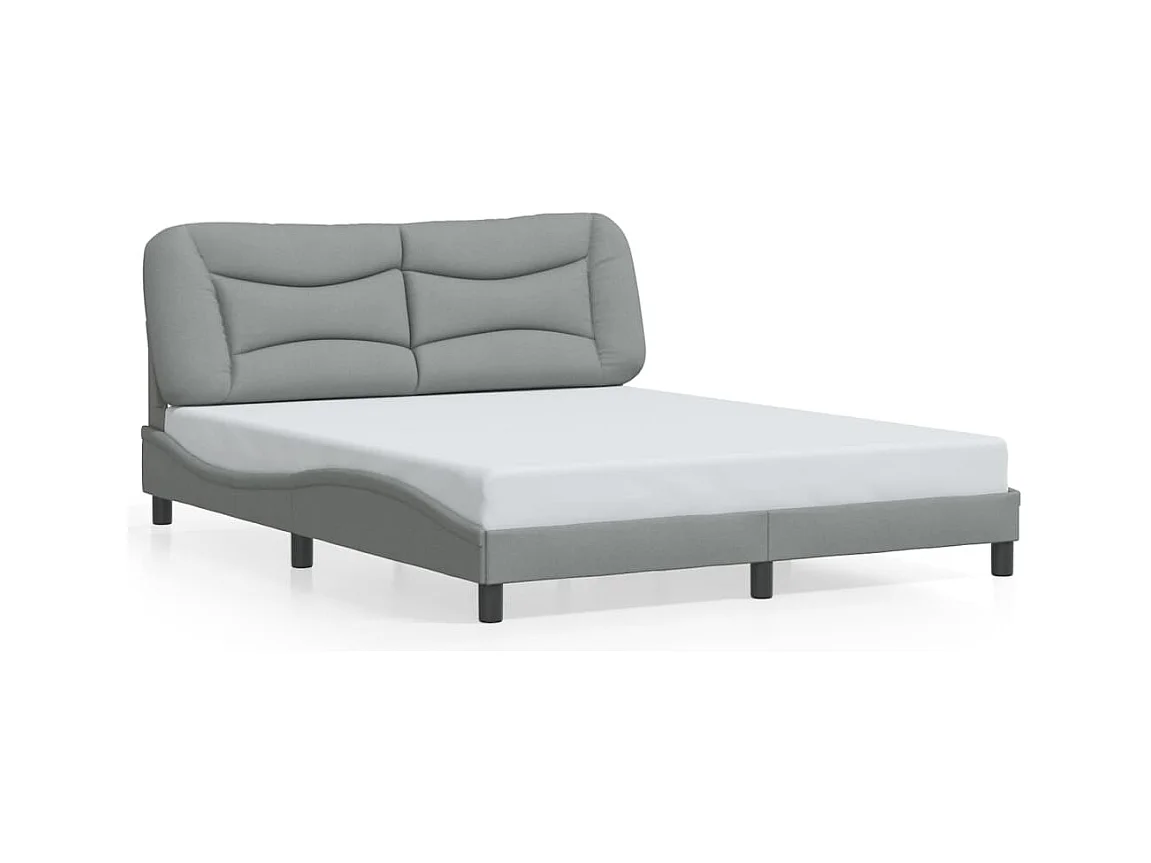 Bedframe met hoofdbord stof lichtgrijs 160x200 cm BE369904