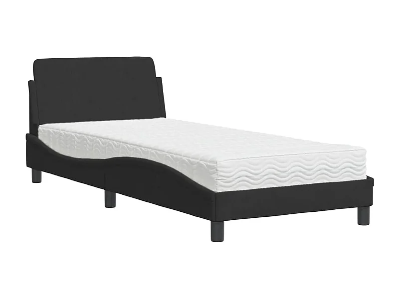 Bed met matras fluweel zwart 90x190 cm BE531280