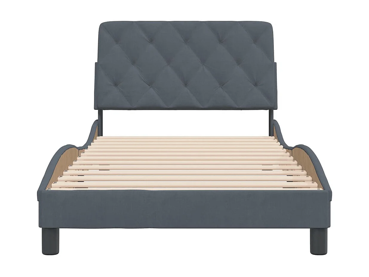 Cama 100x200 cm - con cabecero terciopelo gris oscuro ES614607