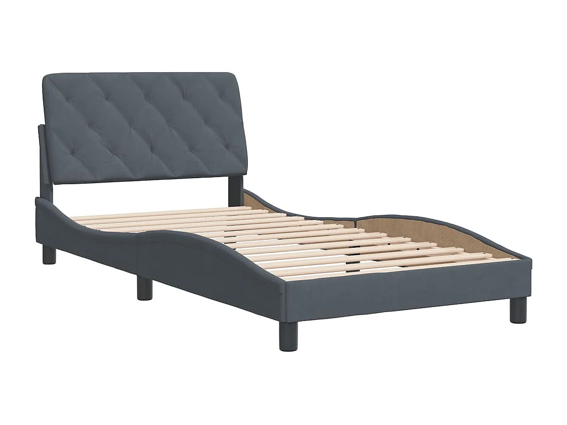 Cama c/ cabeceira 100x200cm veludo cinzento-escuro PT396777