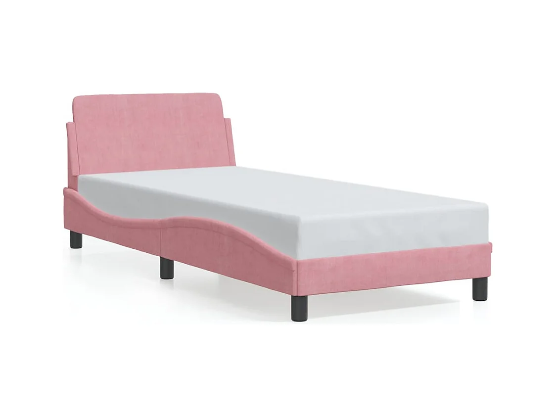 Bedframe met hoofdeinde fluweel roze 80x200 cm BE491857