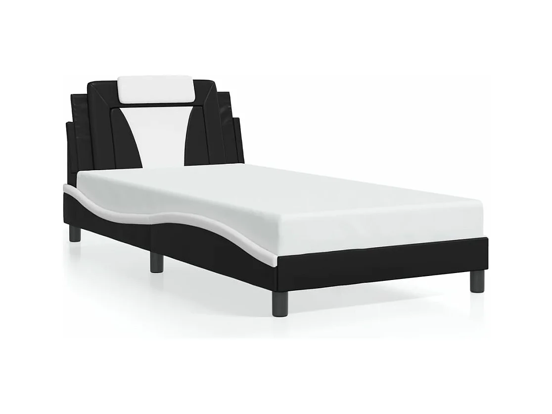 Lit simple avec lumières LED noir blanc 100x200 cm similicuir FR16120