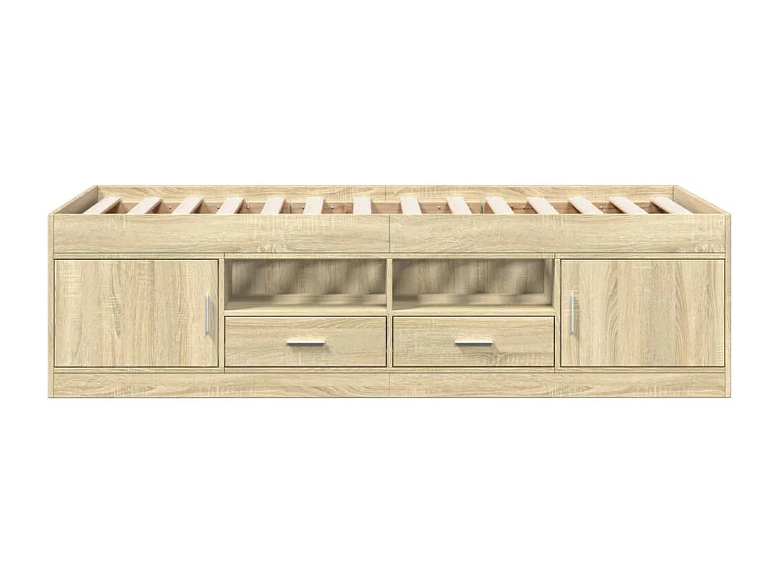 Slaapbank met lades 75x190 cm bewerkt hout sonoma eikenkleurig BE335482