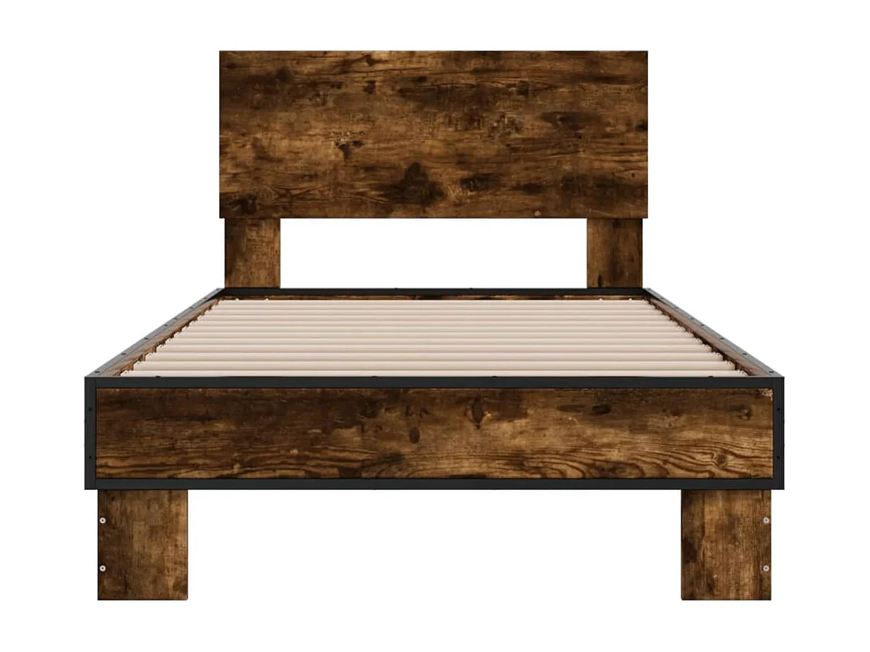 Bedframe bewerkt hout en metaal gerookt eikenkleurig 90x200 cm BE775189