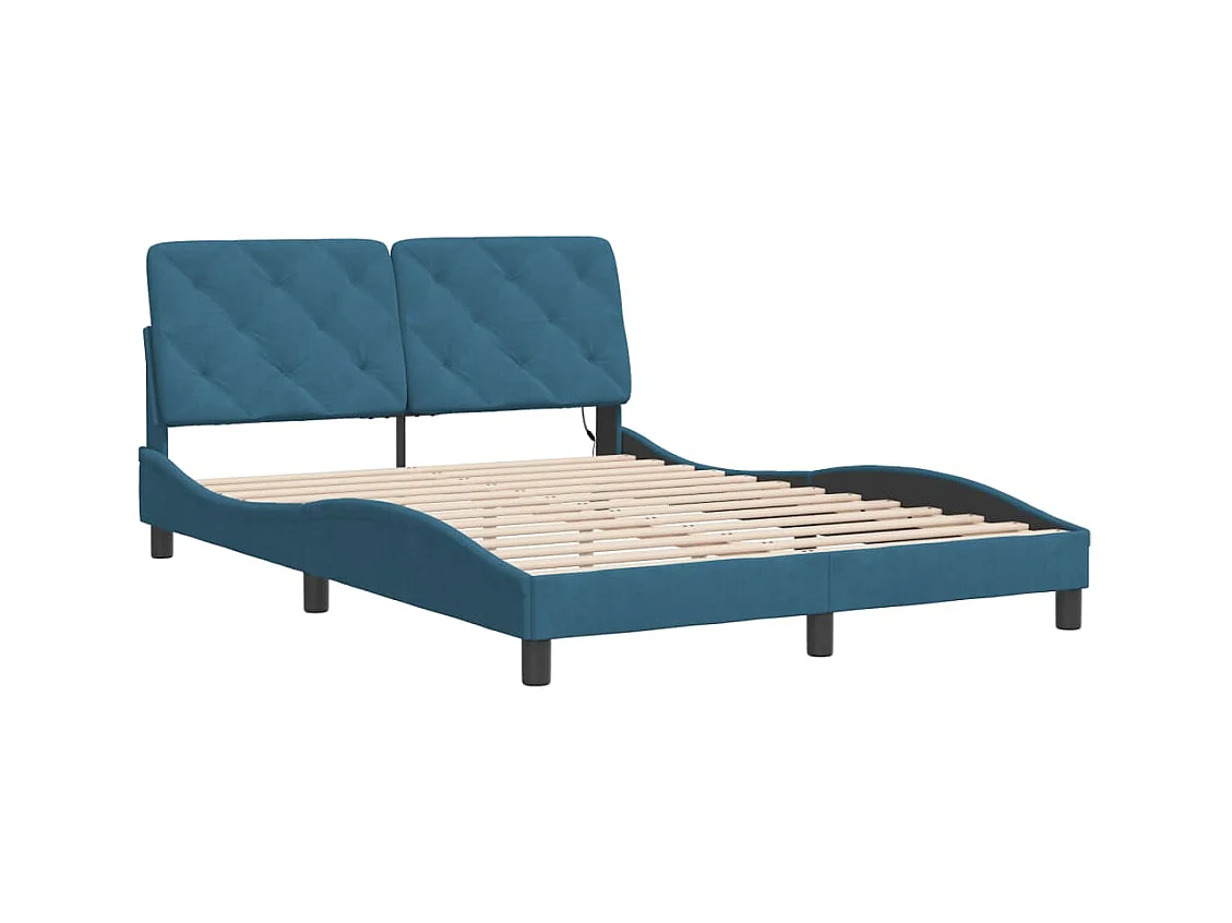 Lit double avec lumières LED bleu 120x200 cm velours FR50189