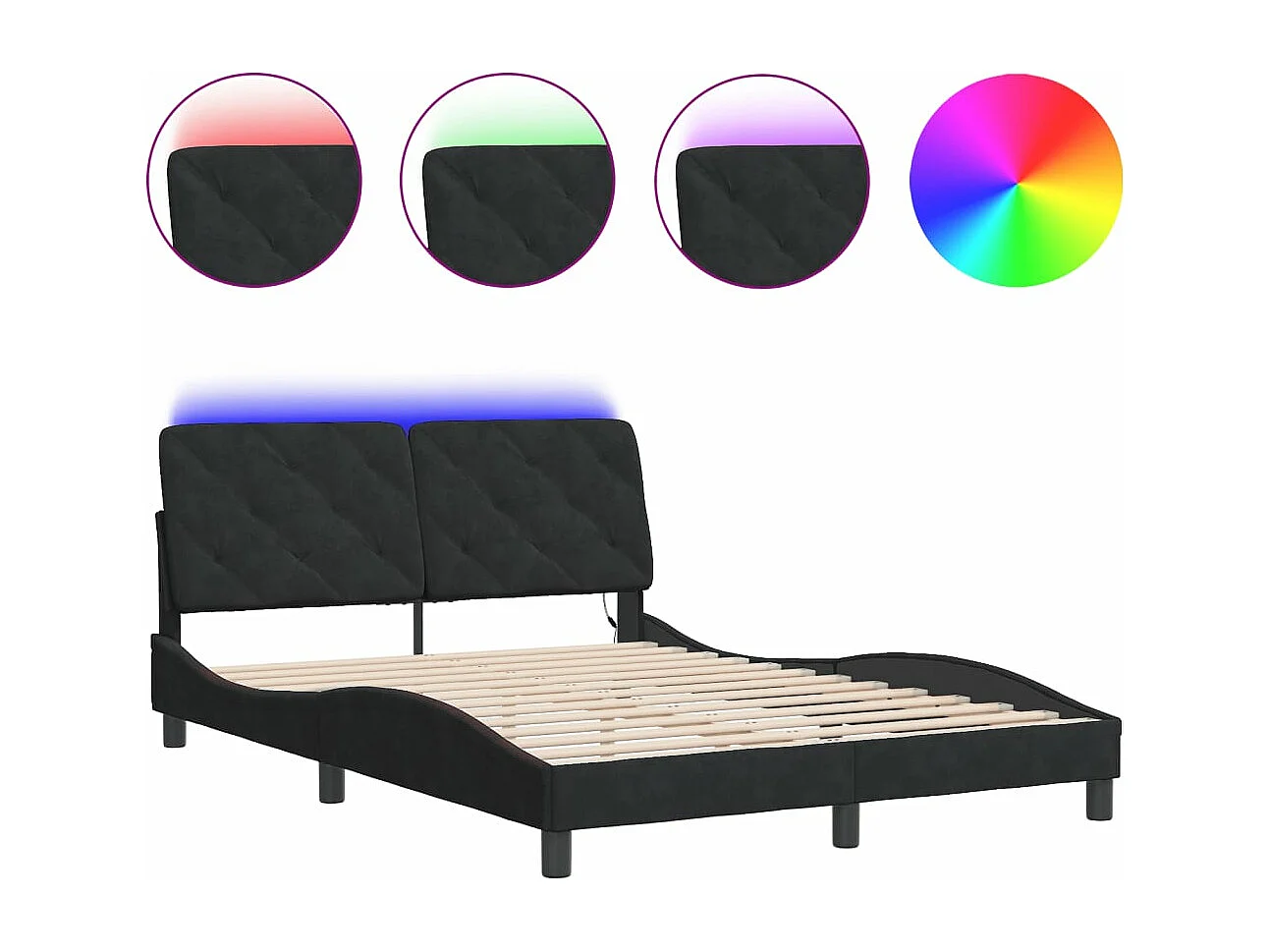 Bedframe met LED-verlichting fluweel zwart 120x200 cm BE634705
