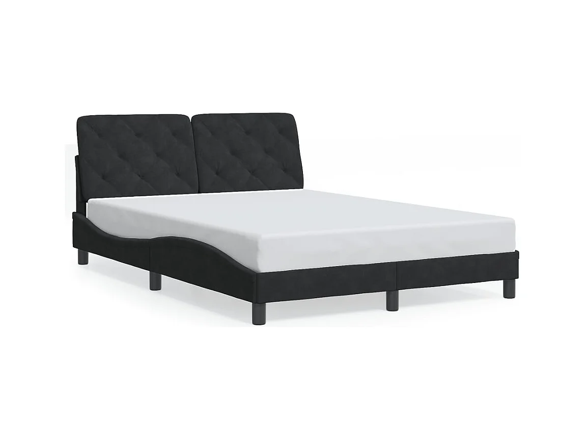 Lit double avec lumières LED noir 120x200 cm velours FR74205