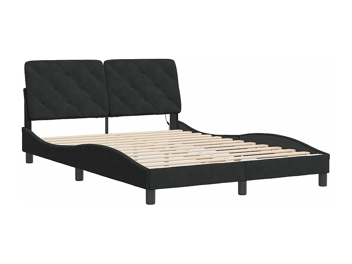 Lit double avec lumières LED noir 120x200 cm velours FR74205