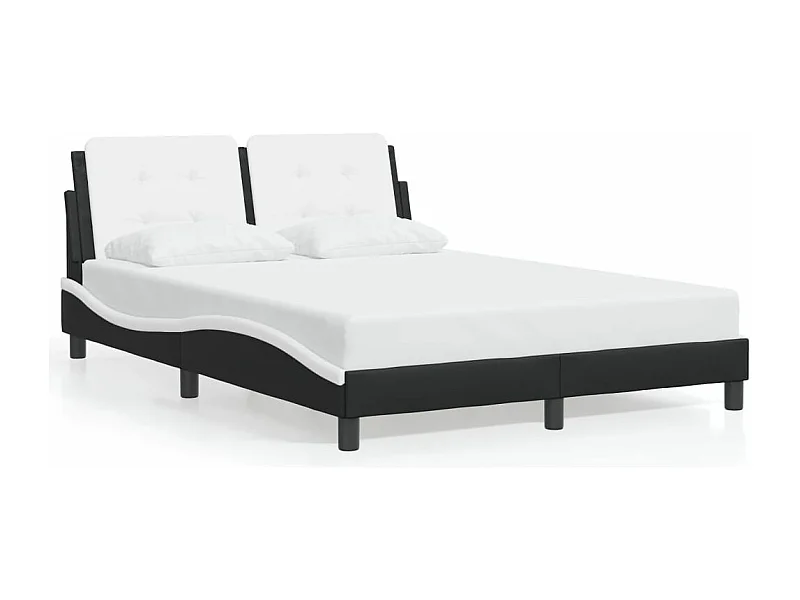 Cama c/ cabeceira 120x200 couro artif. preto/branco PT501363