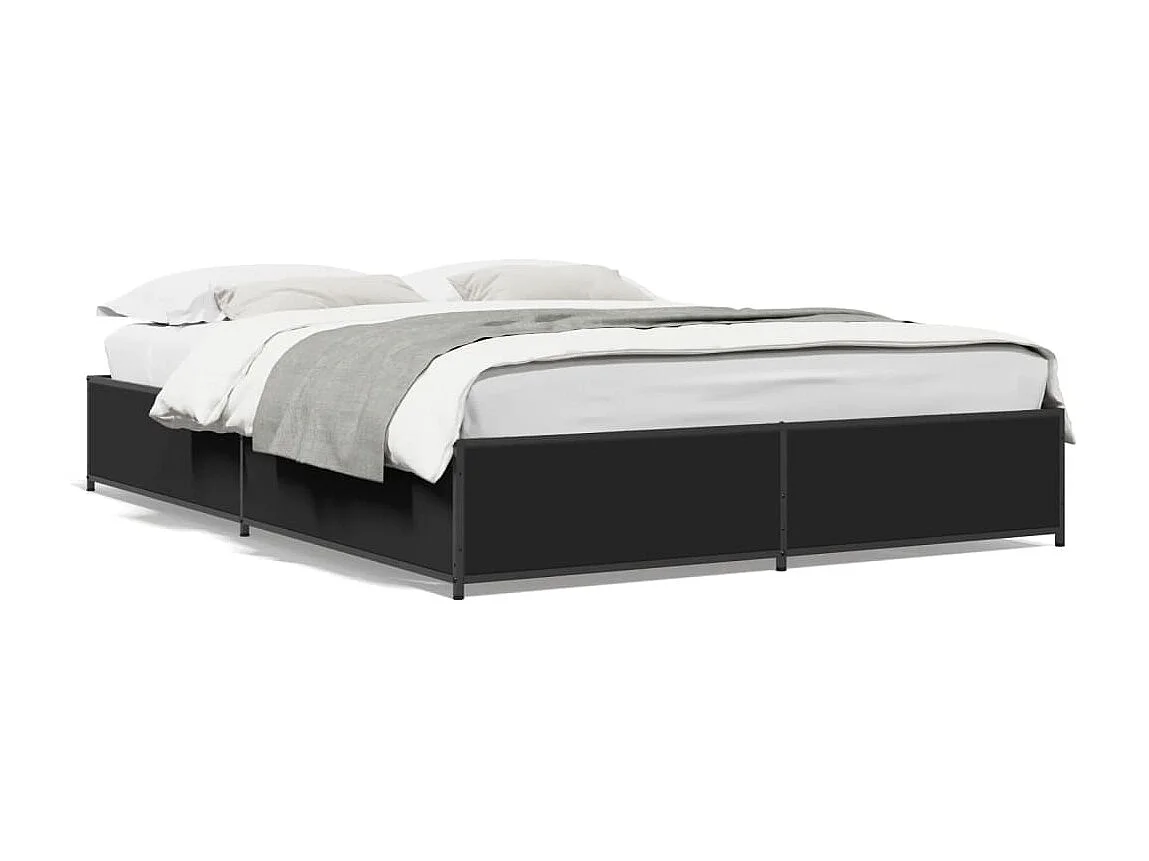 Cama 120x200 cm derivados de madeira/metal preto PT988132